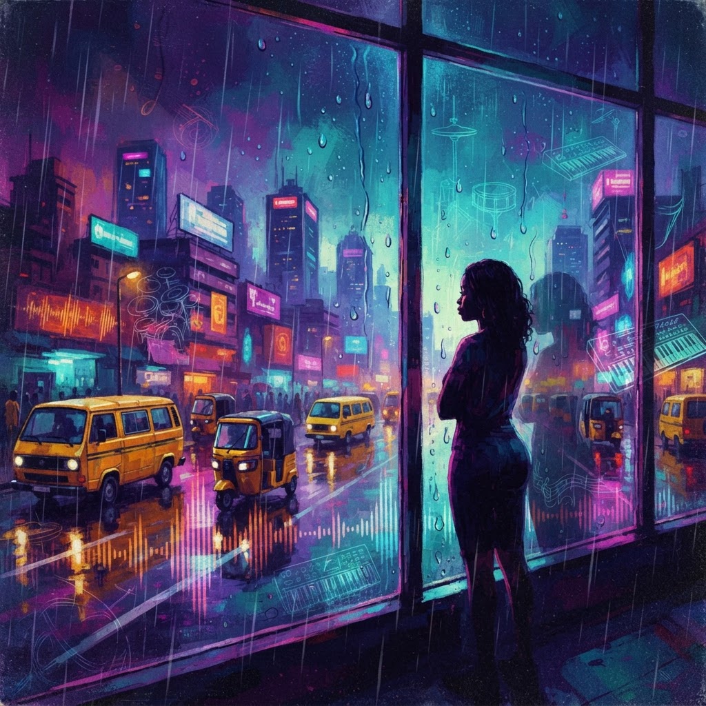 Midnight Lagos Rain Reflections