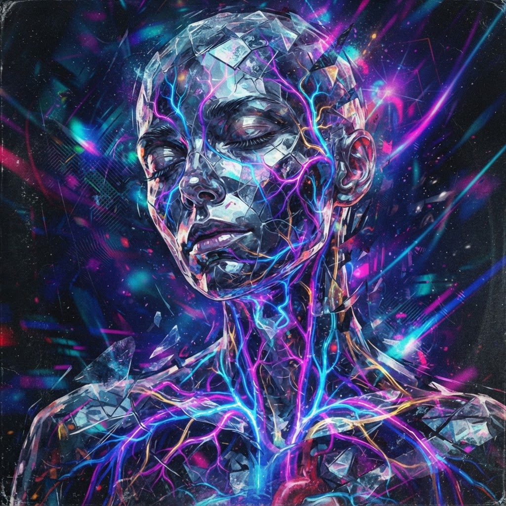 Neon Veins Under Glass Skin