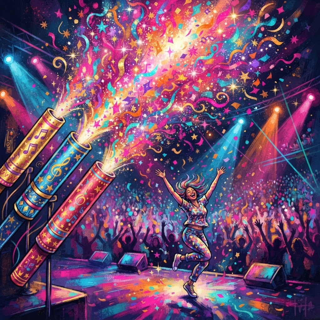 Confetti Cannons Launching High