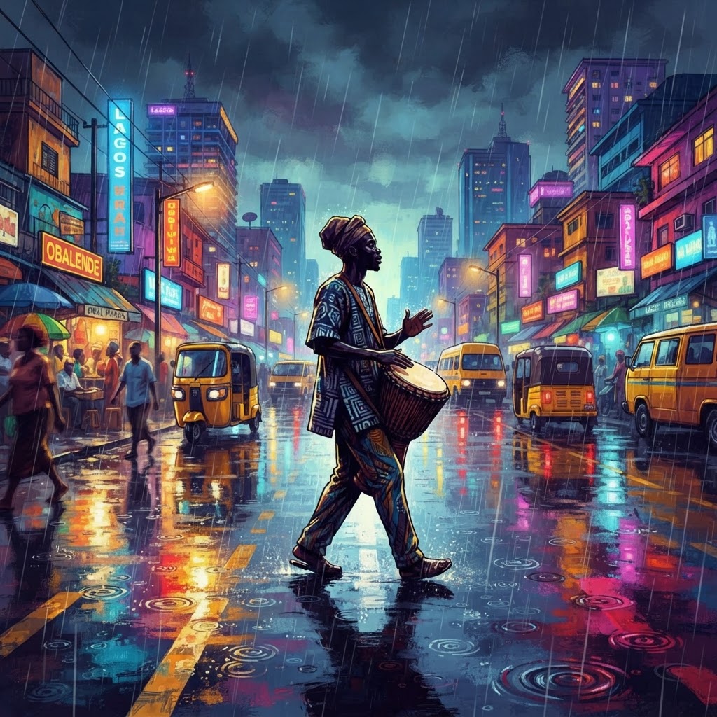 Midnight Lagos Rain Reflections