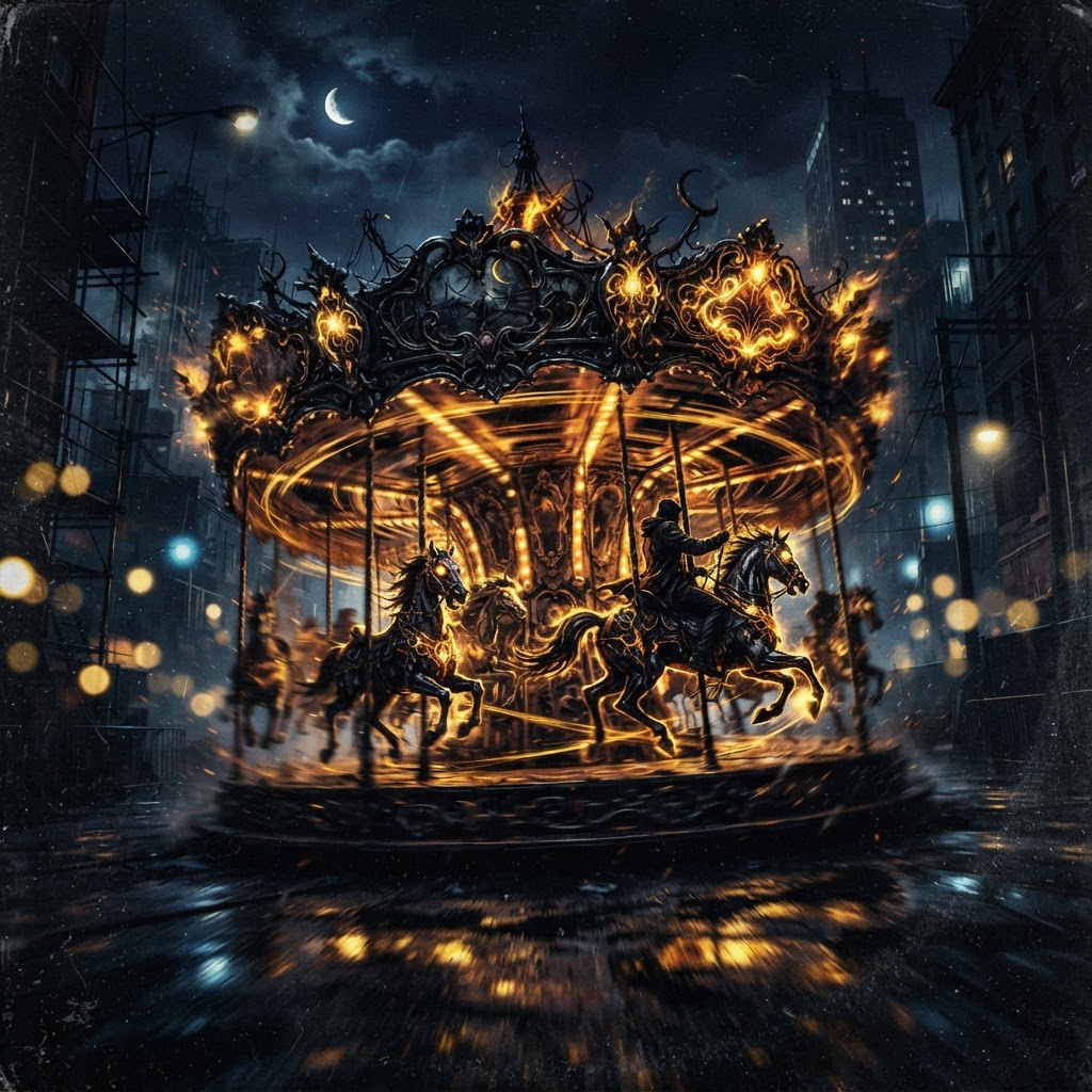 Midnight Carousel Spinning Gold
