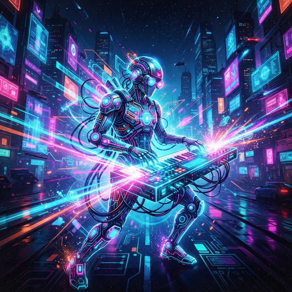 Cybernetic Neon Pulse Futuristic Synth