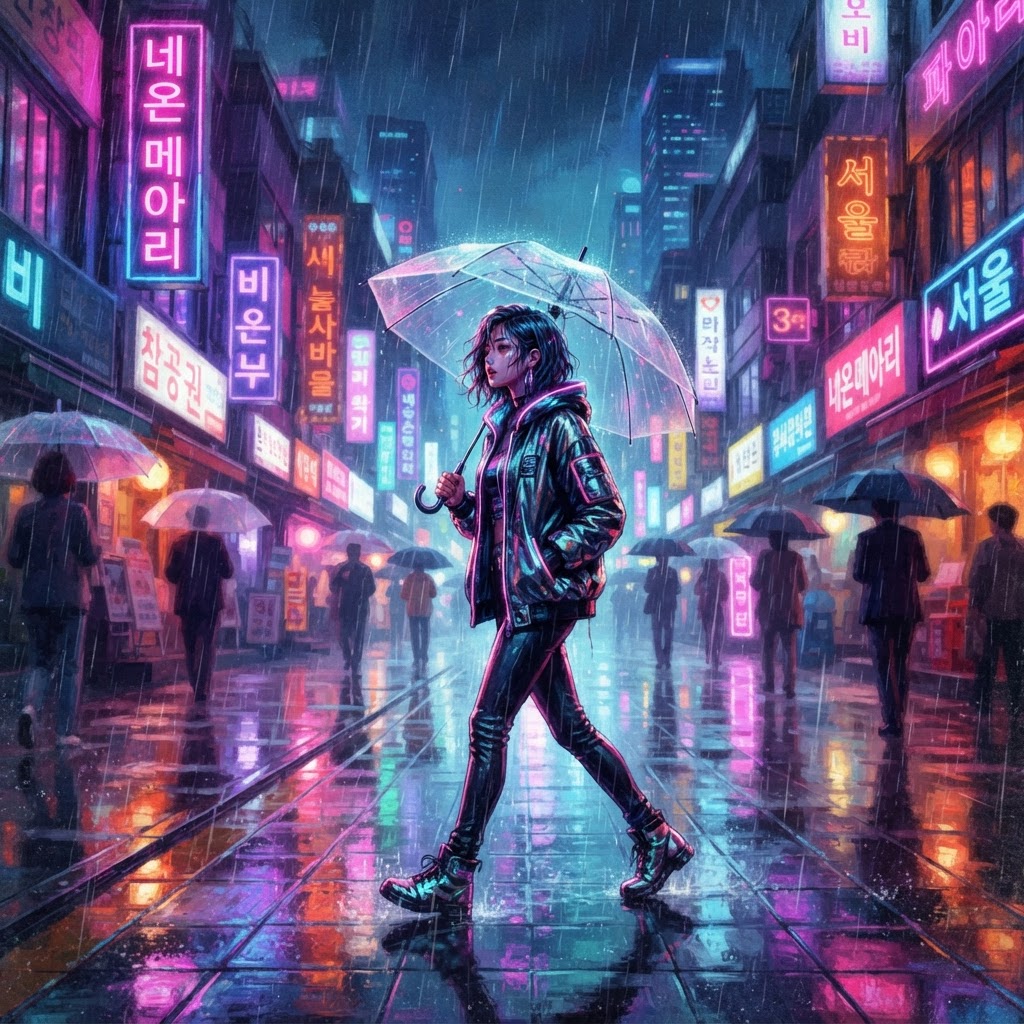 Neon Echoes in the Rain
