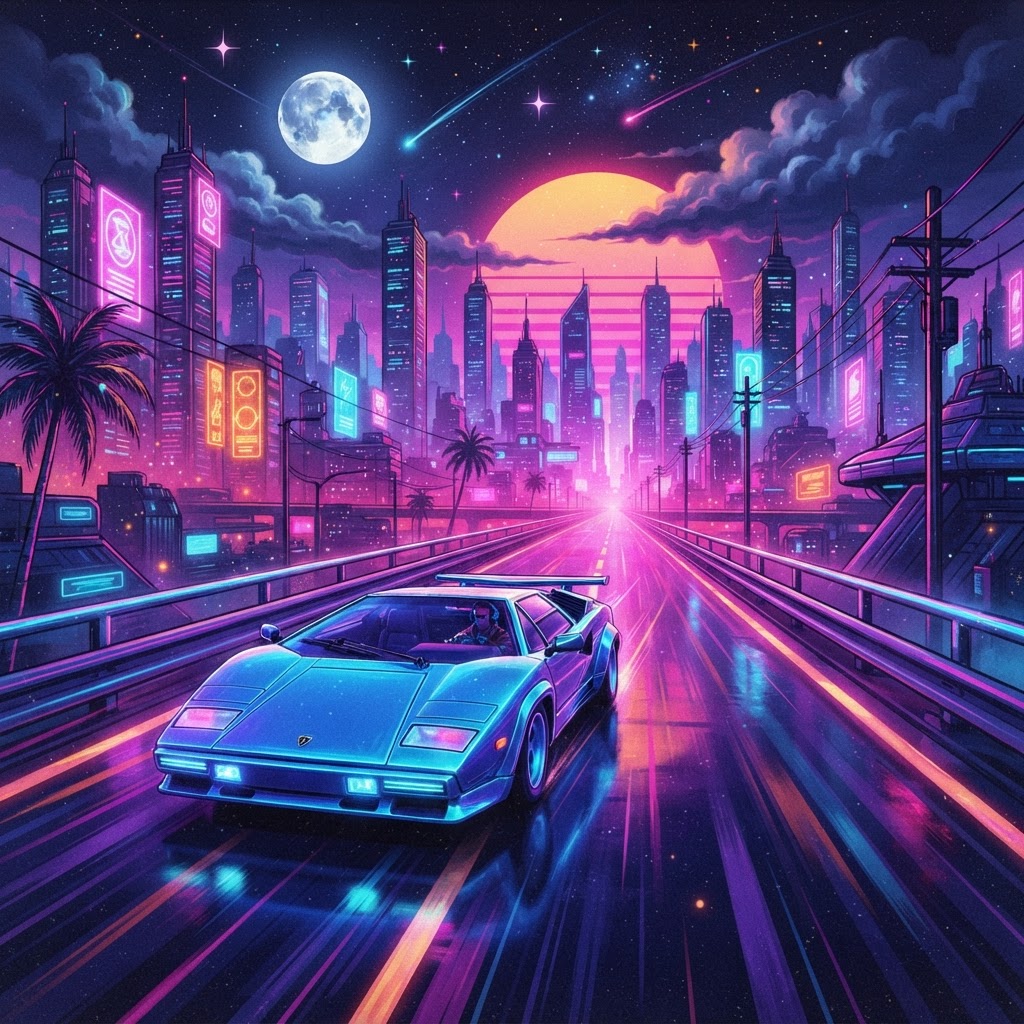 Midnight Neon Synthwave Drive