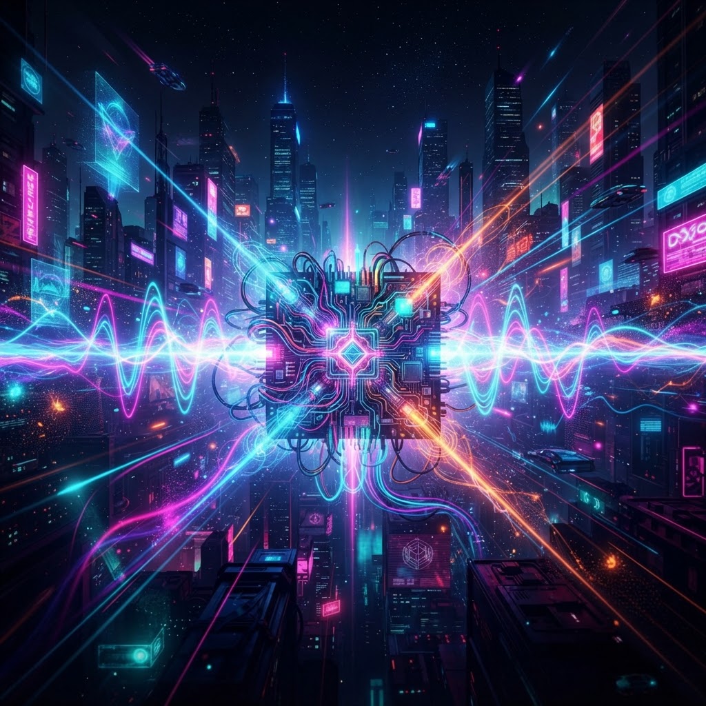 Cybernetic Neon Pulse Futuristic Synth