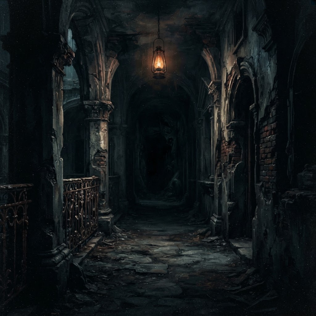 Shadowed Corridor Dark Tension Cinematic