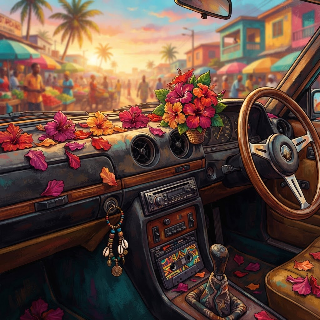 Hibiscus Petals on Dashboard