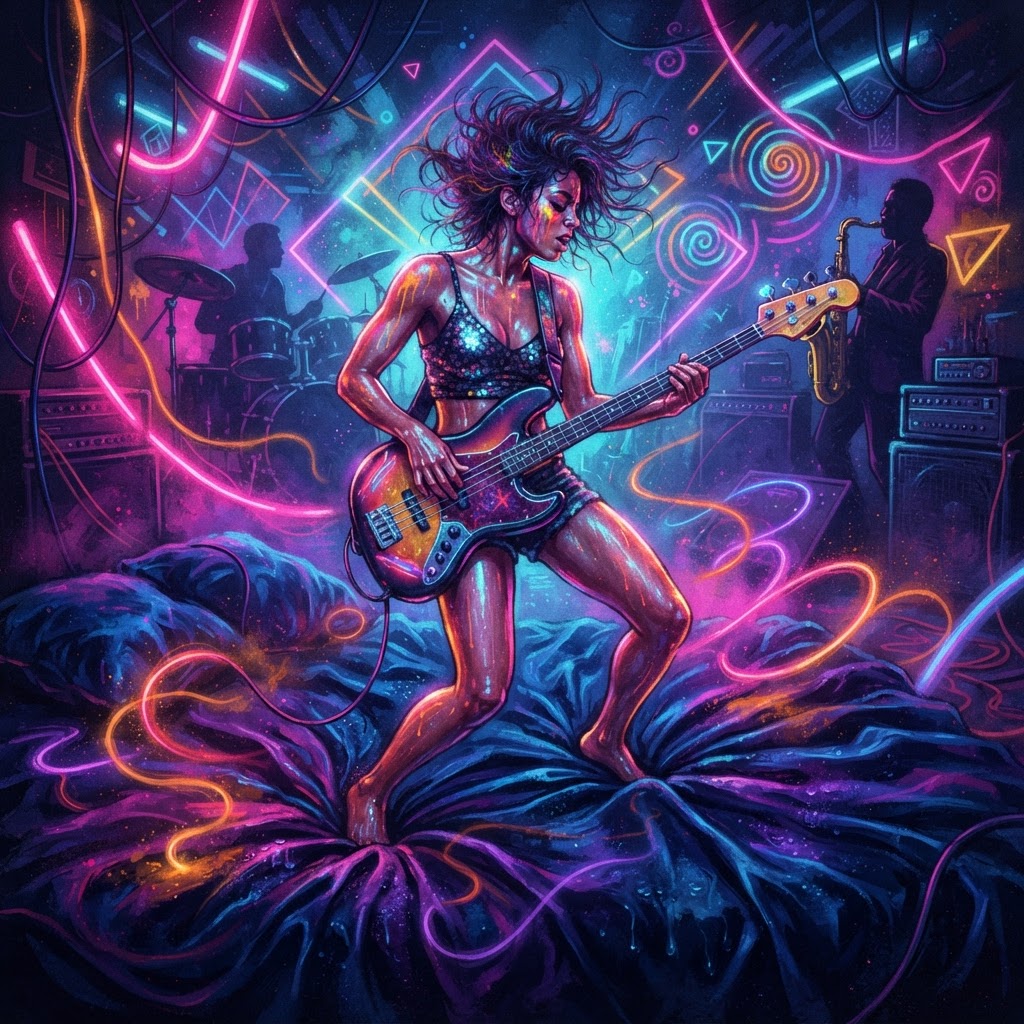 Neon Sweat On Velvet Sheets