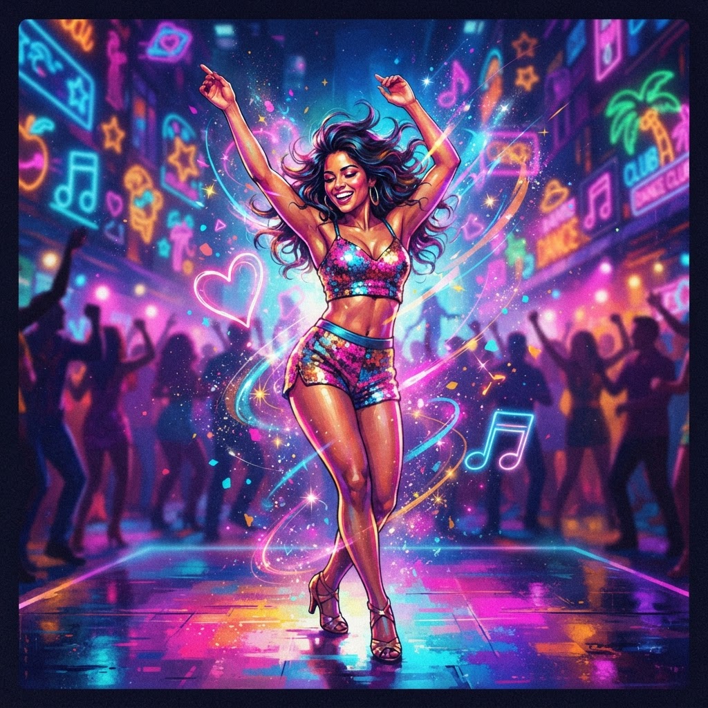 Corazón Dancing Under Neon Lights
