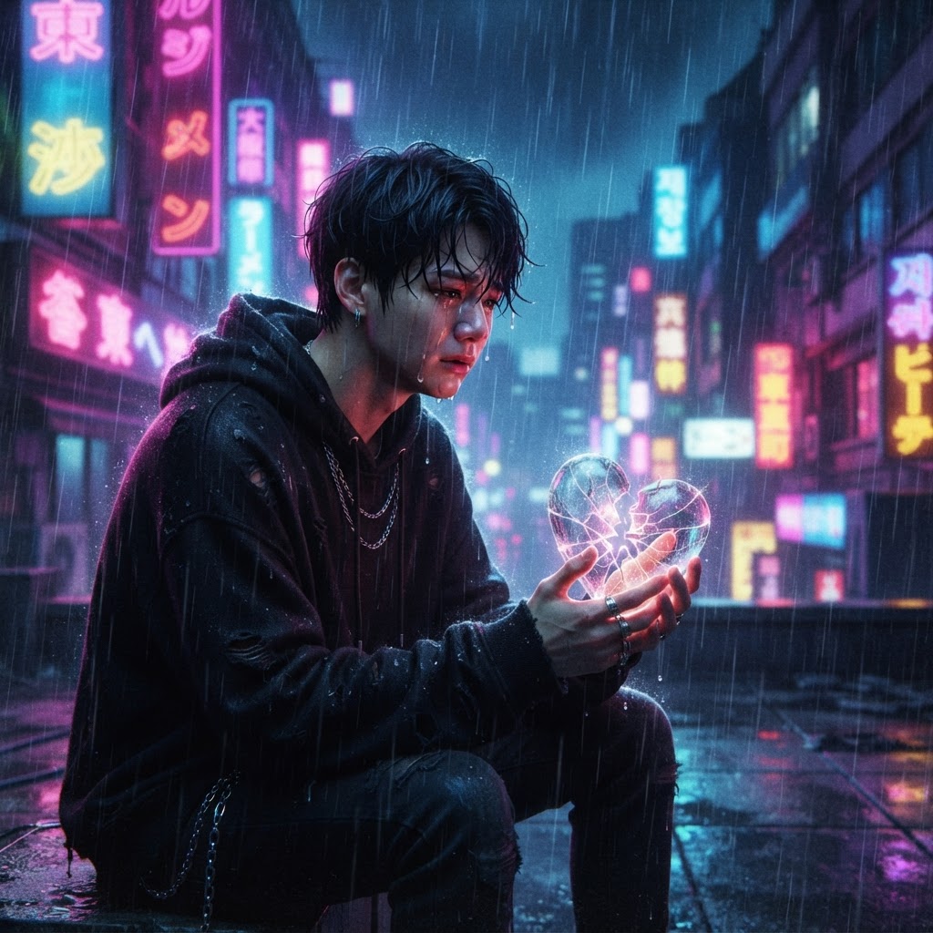 Glass Hearts in Neon Rain