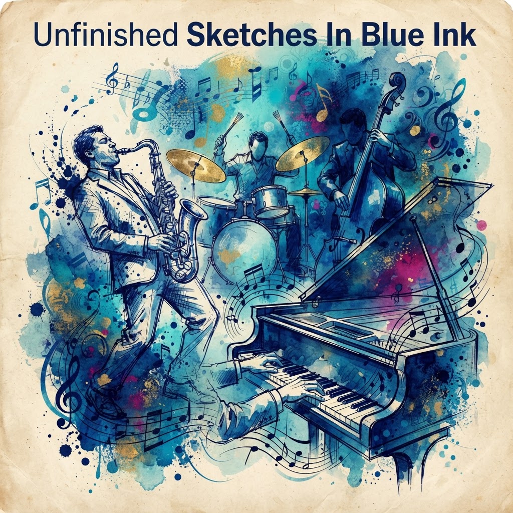 Unfinished Sketches In Blue Ink
