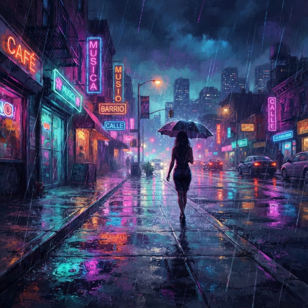 Neon Rain On Concrete Streets