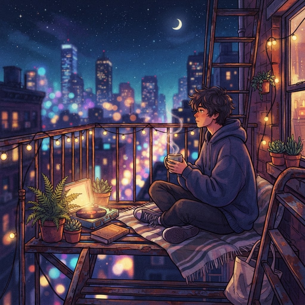 Midnight Coffee On The Fire Escape
