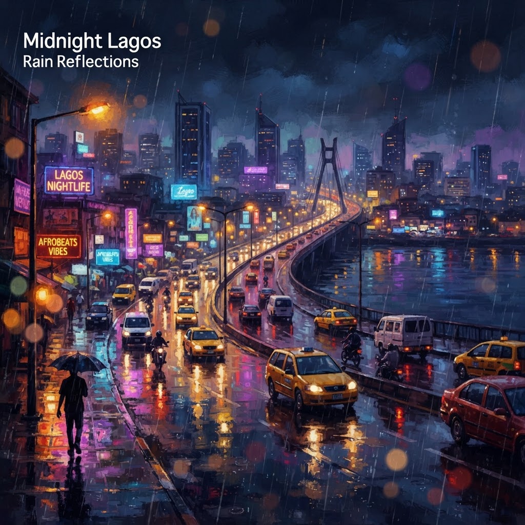 Midnight Lagos Rain Reflections