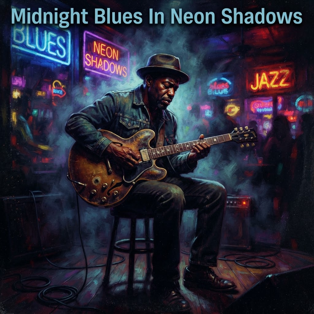 Midnight Blues In Neon Shadows