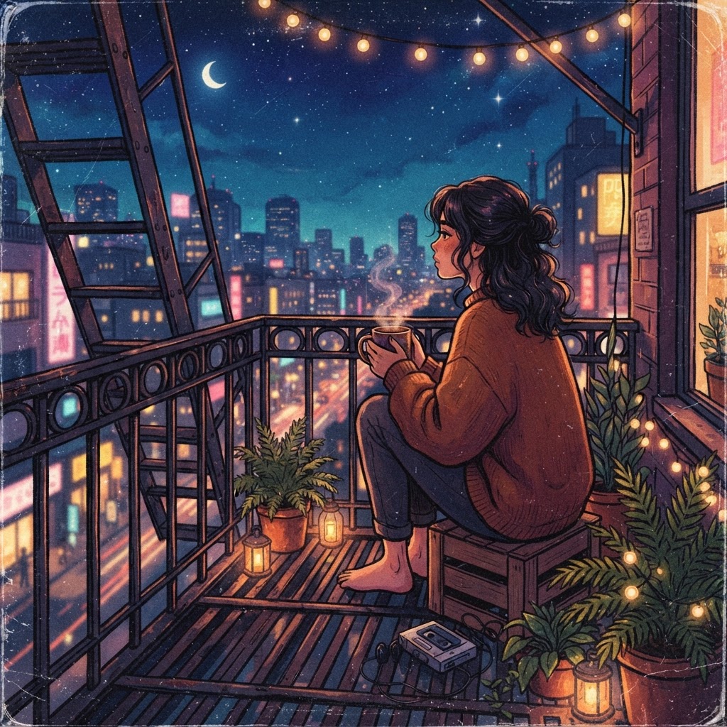 Midnight Coffee On The Fire Escape