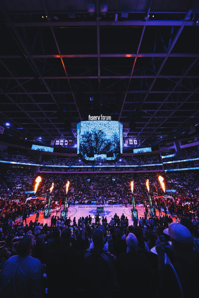 Basketball arena during a game