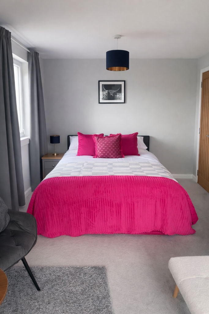 Pink Accents — King Bedroom