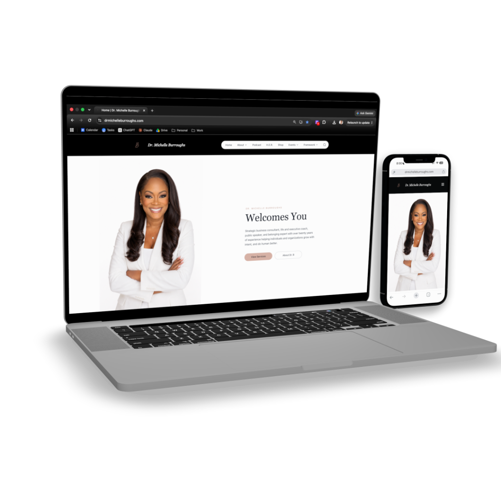 Dr. Michelle Burroughs website — desktop and mobile views