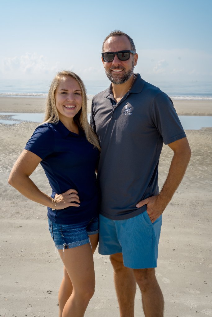 Linda & Jay Sudowski on the beach in Sea Pines