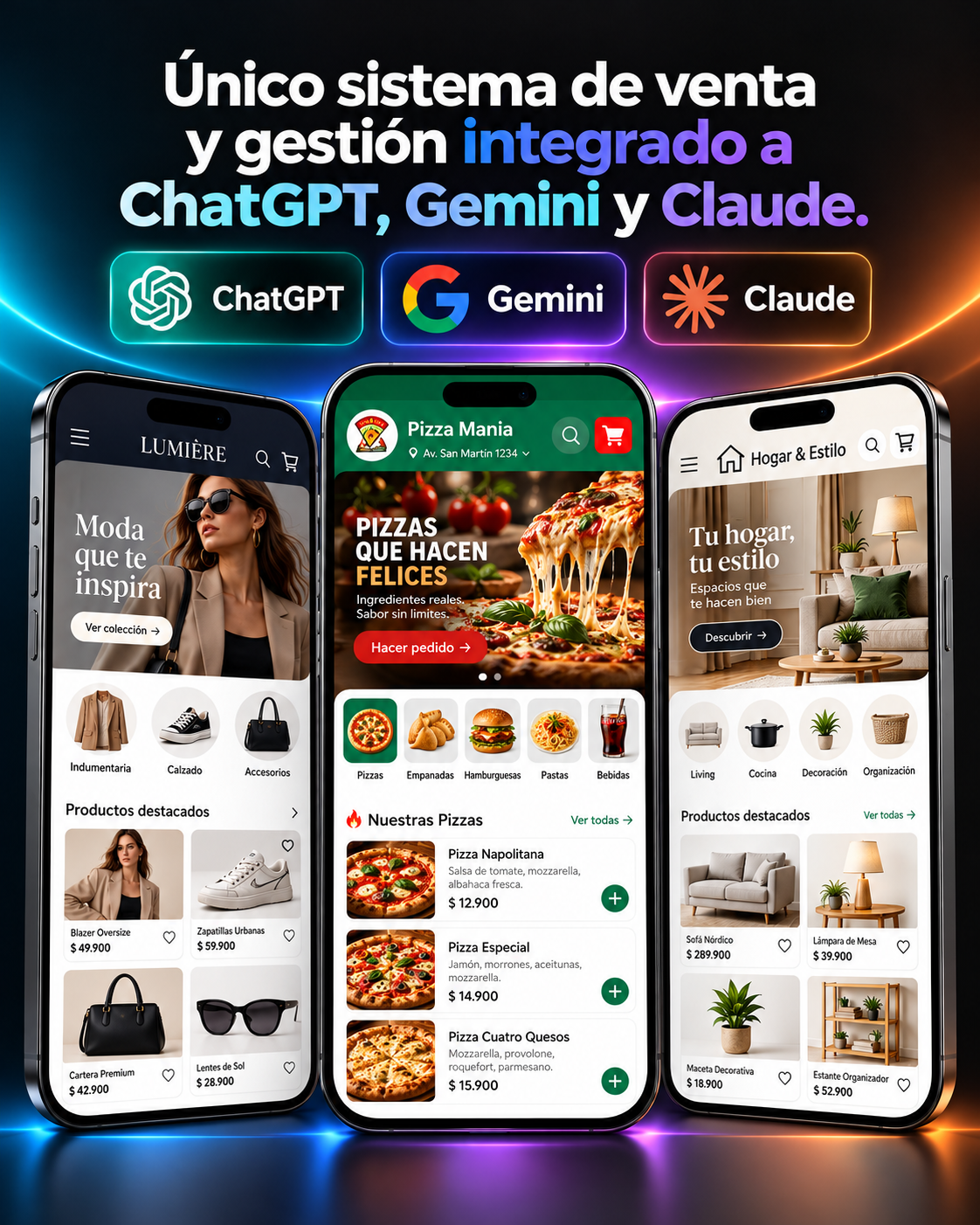 Único sistema de venta y gestión integrado a ChatGPT, Gemini y Claude