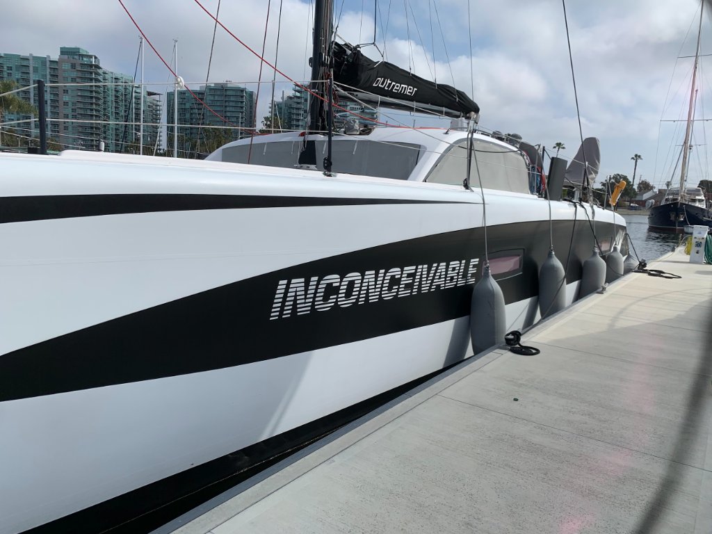 Inconceivable custom sailing yacht hull graphic