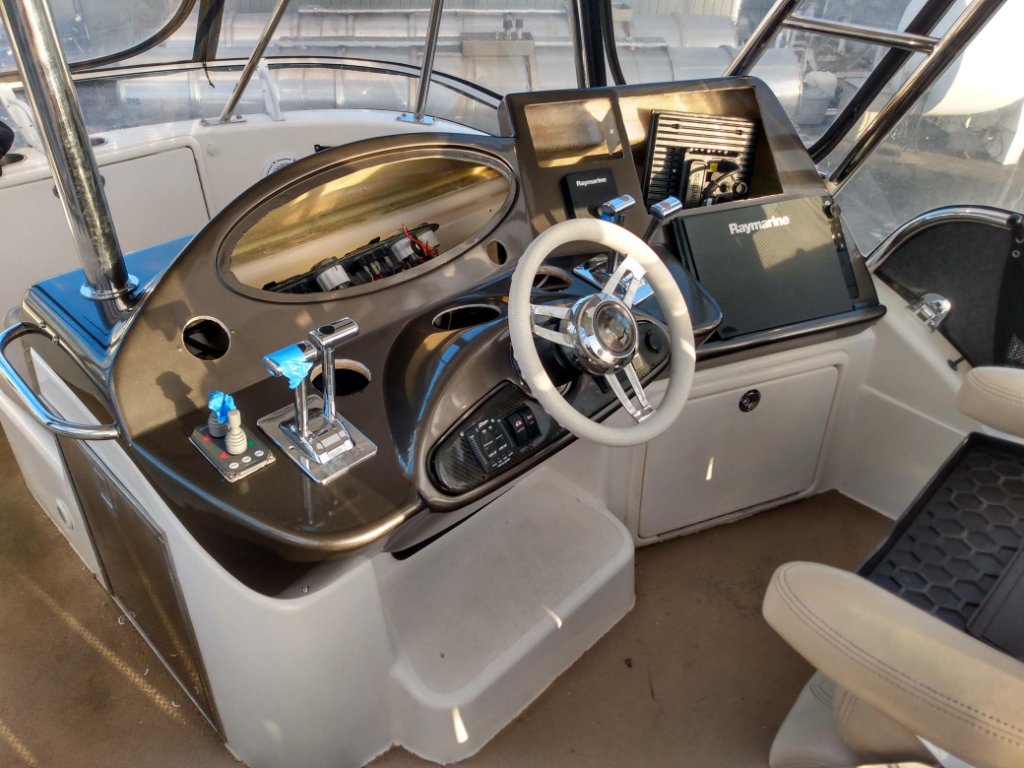 Wrapped yacht helm and dashboard detail