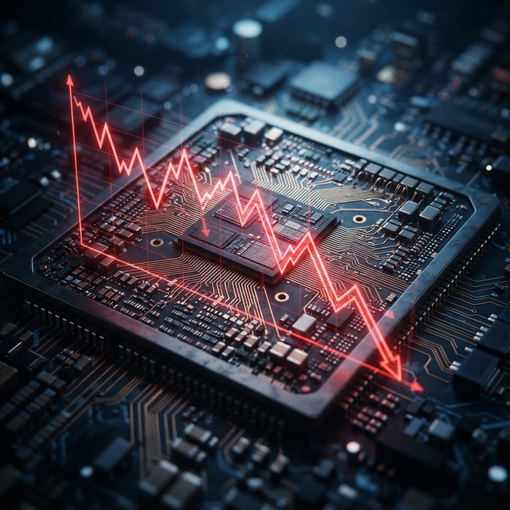 日経平均が反落、半導体関連株が重しに