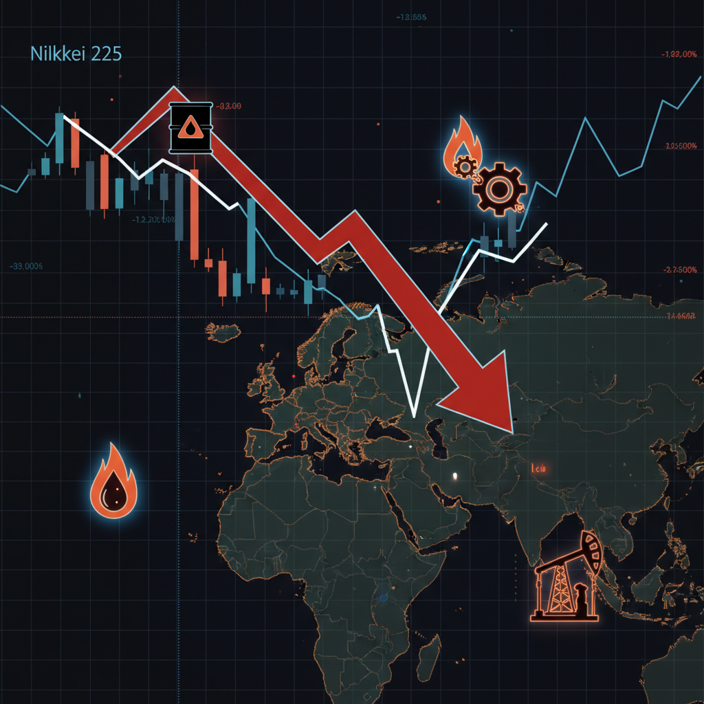 日経平均、史上最高値圏から反落　中東情勢が人工知能ラリーの楽観を相殺