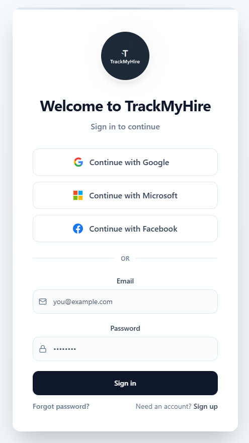 track my hire template preview