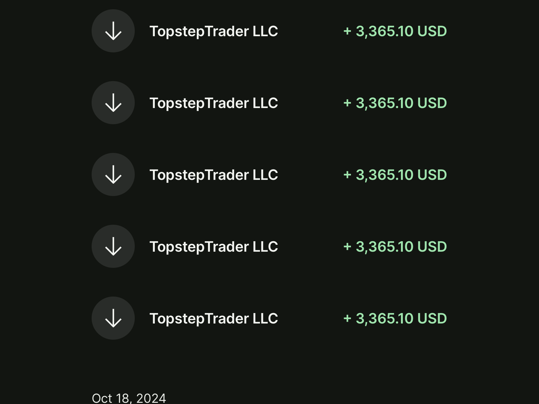 $16,825 · Topstep via Wise
