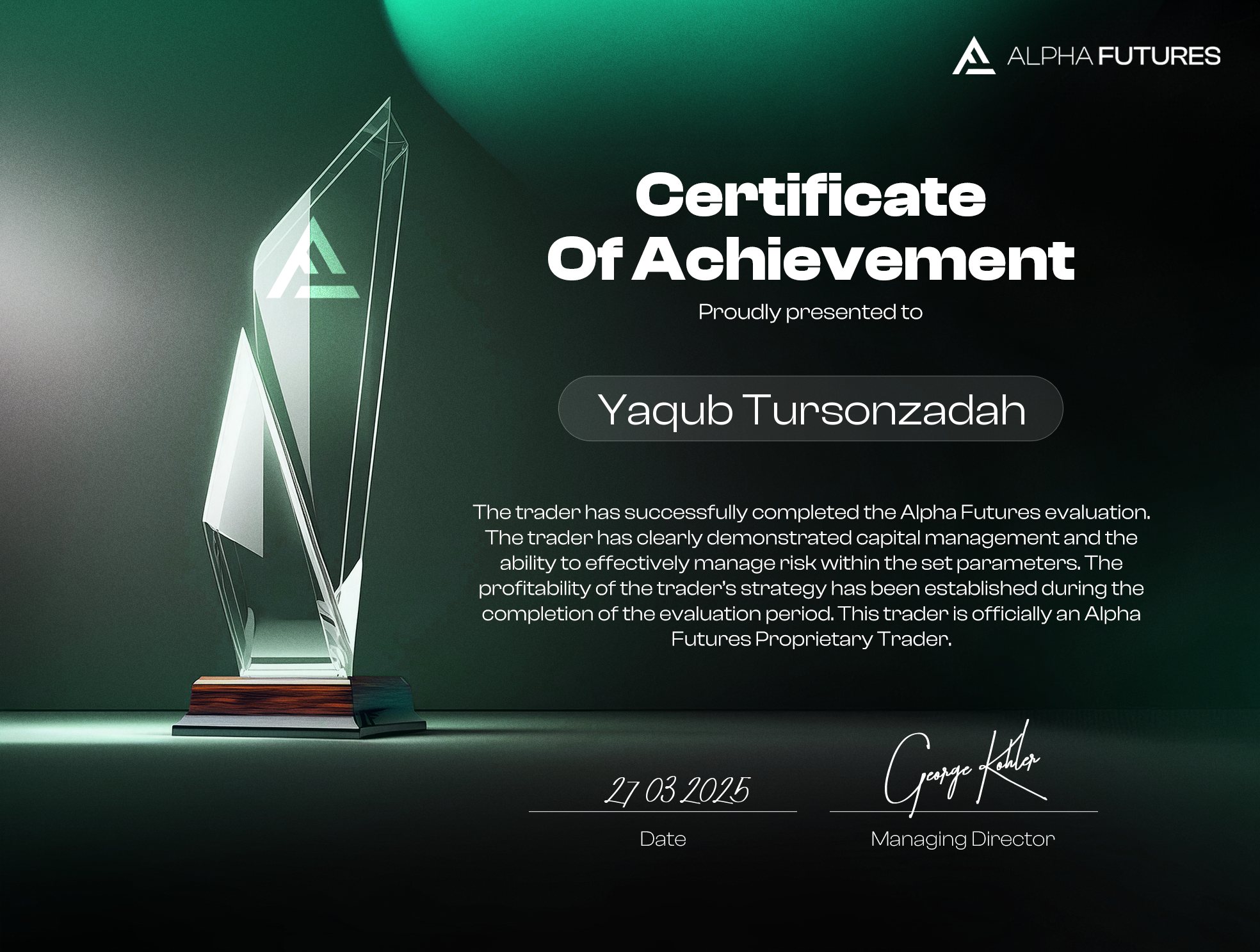 Proprietary Trader · Alpha Futures