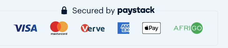 Visa, Mastercard, Verve, Amex, Apple Pay, Afrigo