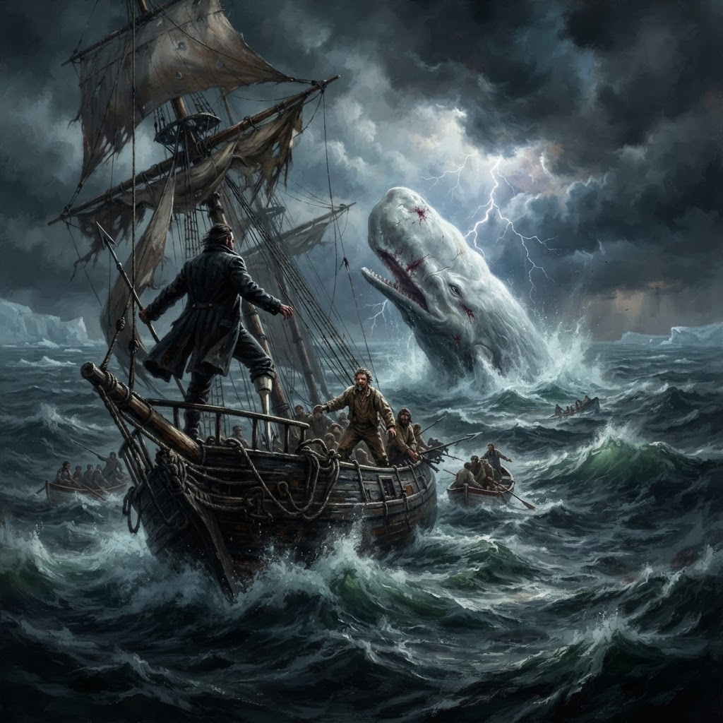 Moby-Dick: The Hunt — cover illustration