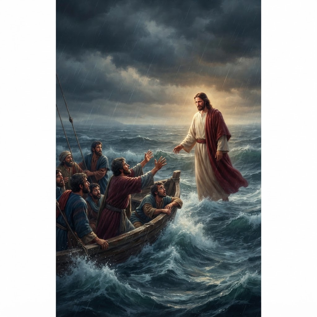 Jesus Walks on Water — cover illustration