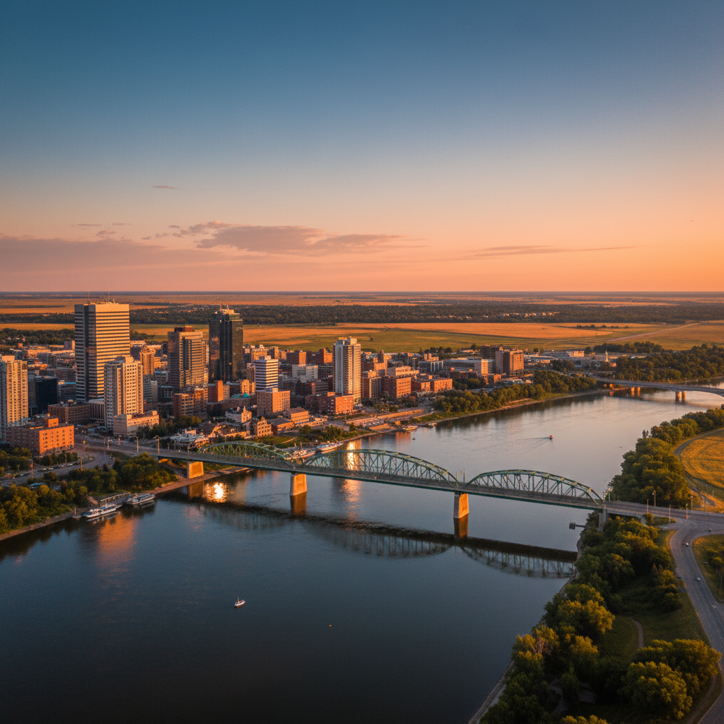 Saskatoon, Saskatchewan skyline along the South Saskatchewan River — local inventory management software