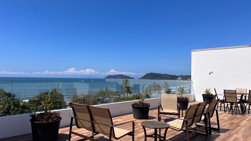 Rooftop terrace with ocean view at Jaco Beach vacation rental Costa Rica