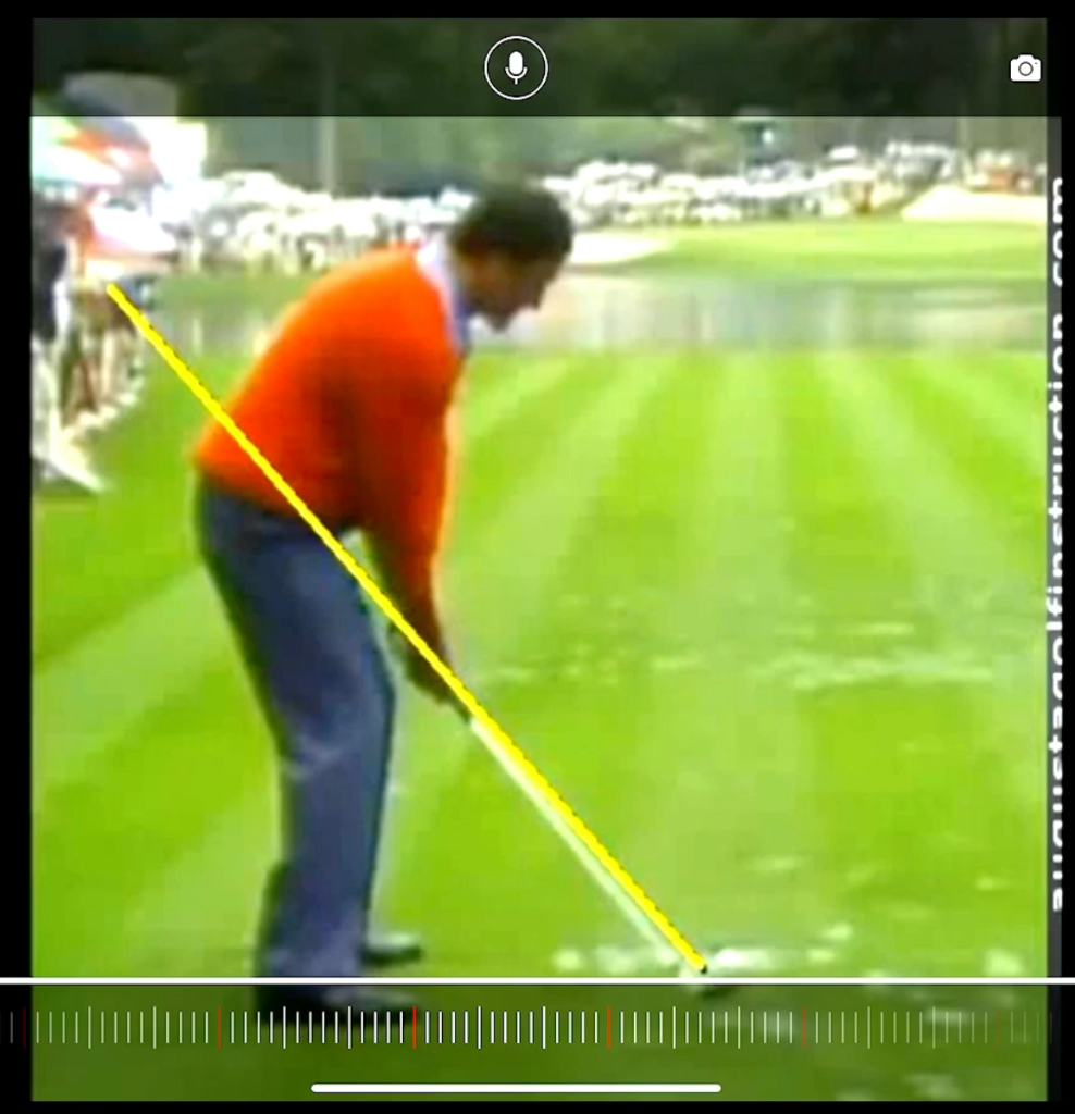 Seve Ballesteros at address showing low hand position and club plane