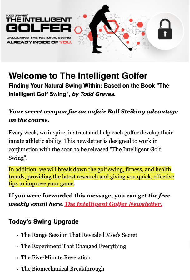 The Intelligent Golfer Newsletter