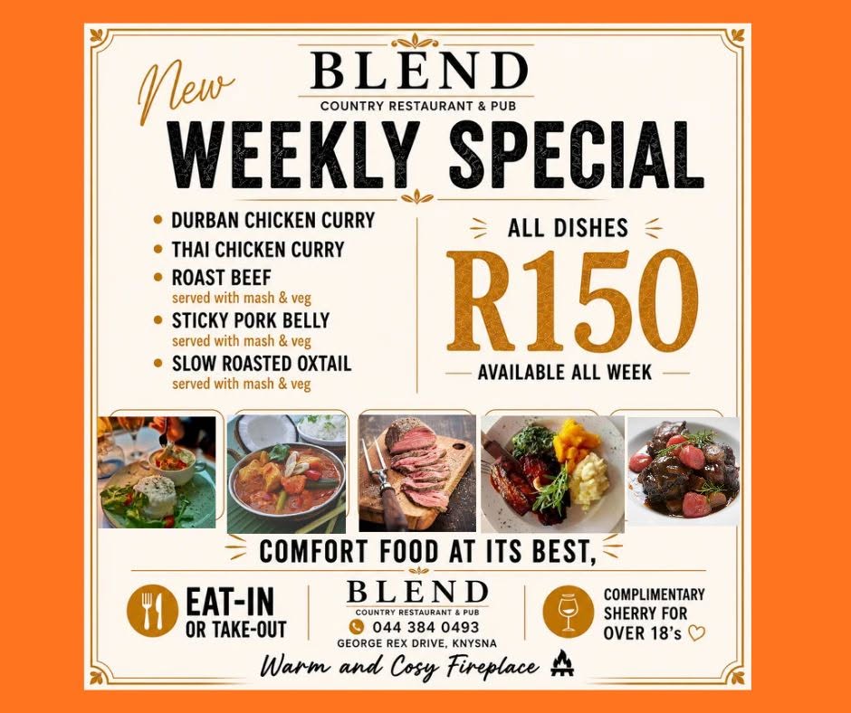 New Weekly Special – Comfort Food at R150