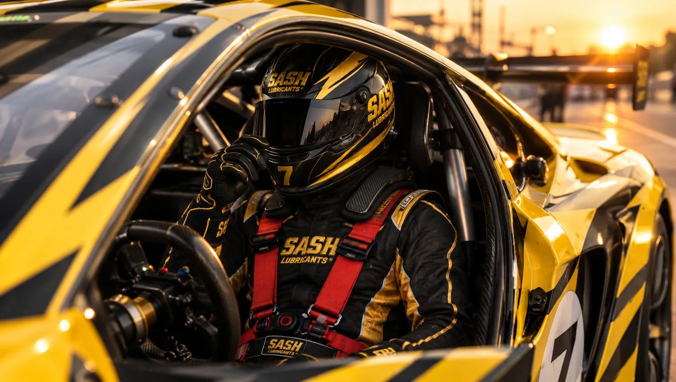 Piloto del equipo SASH Lubricants en el cockpit de un GT