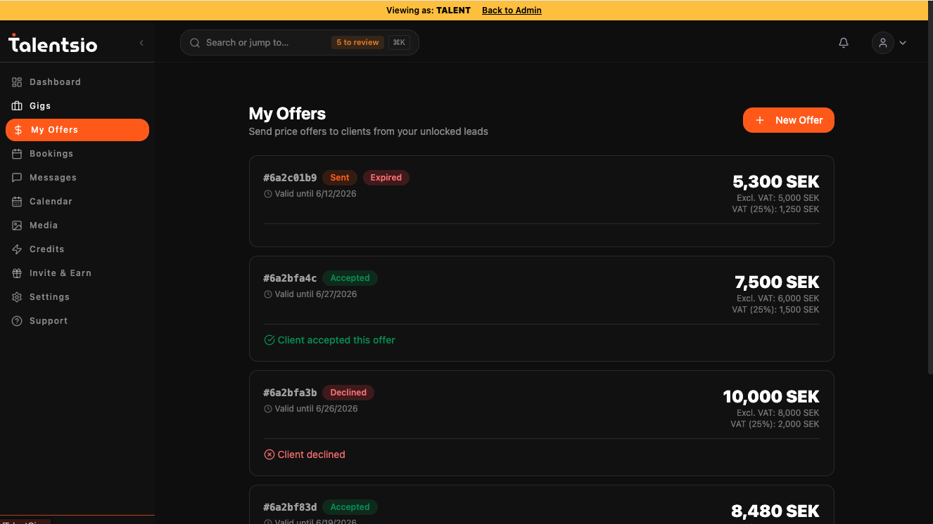 Lead booking template preview