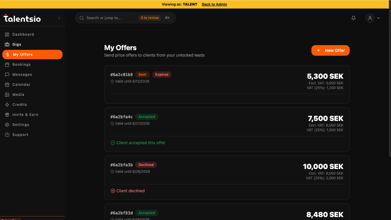 Lead booking template preview