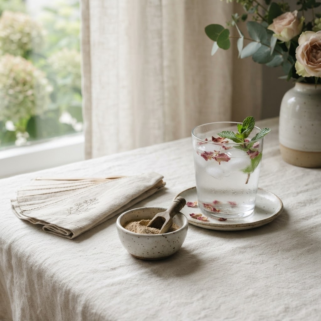 Rose water, fresh mint and shatavari powder, cooling support during menopause