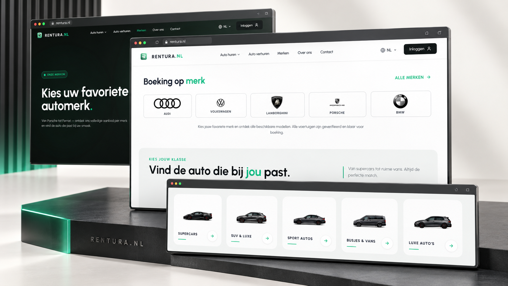 Rentura vehicle discovery with brand selection and car categories