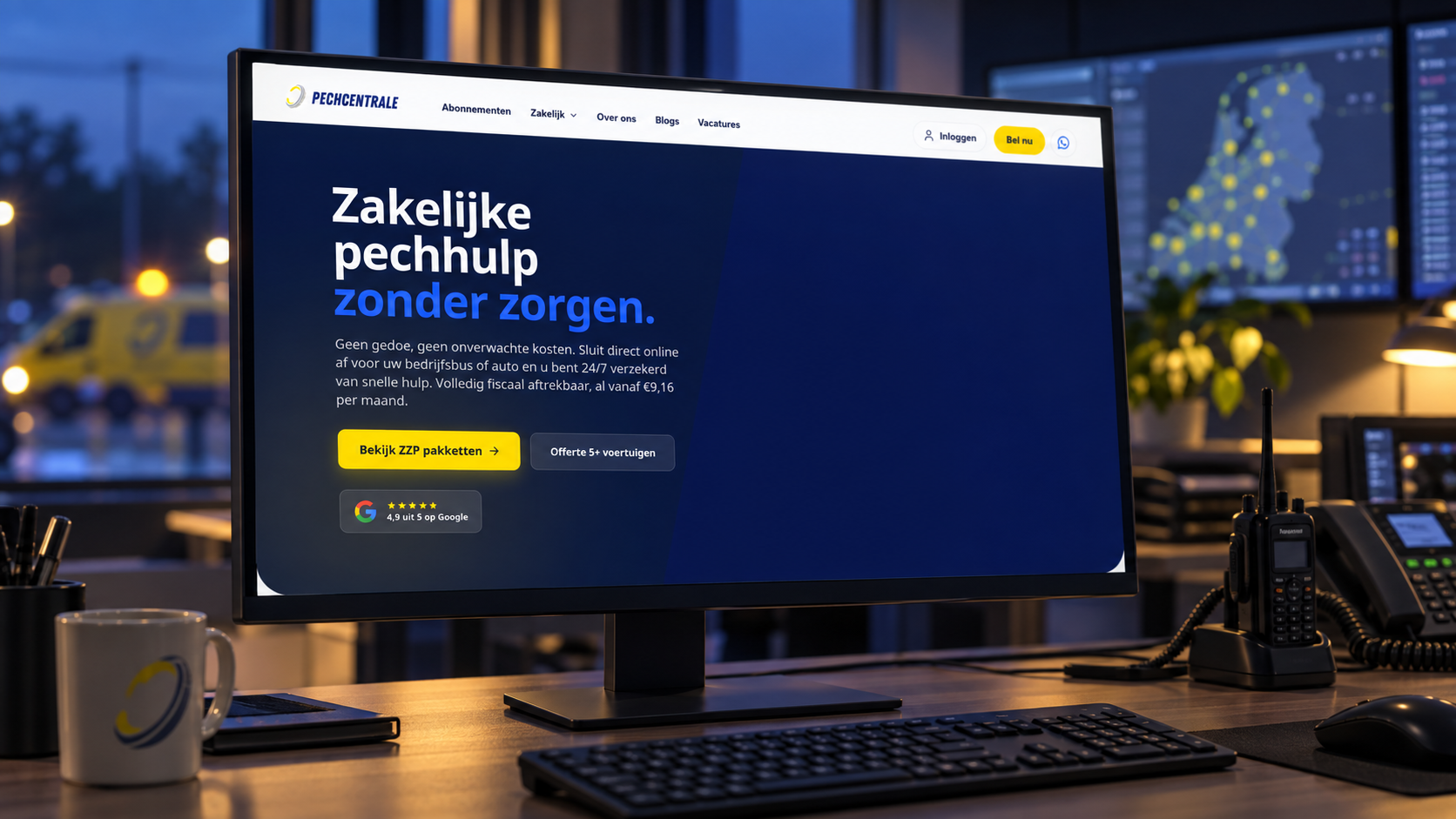 Pechcentrale zakelijke pechhulp op desktop