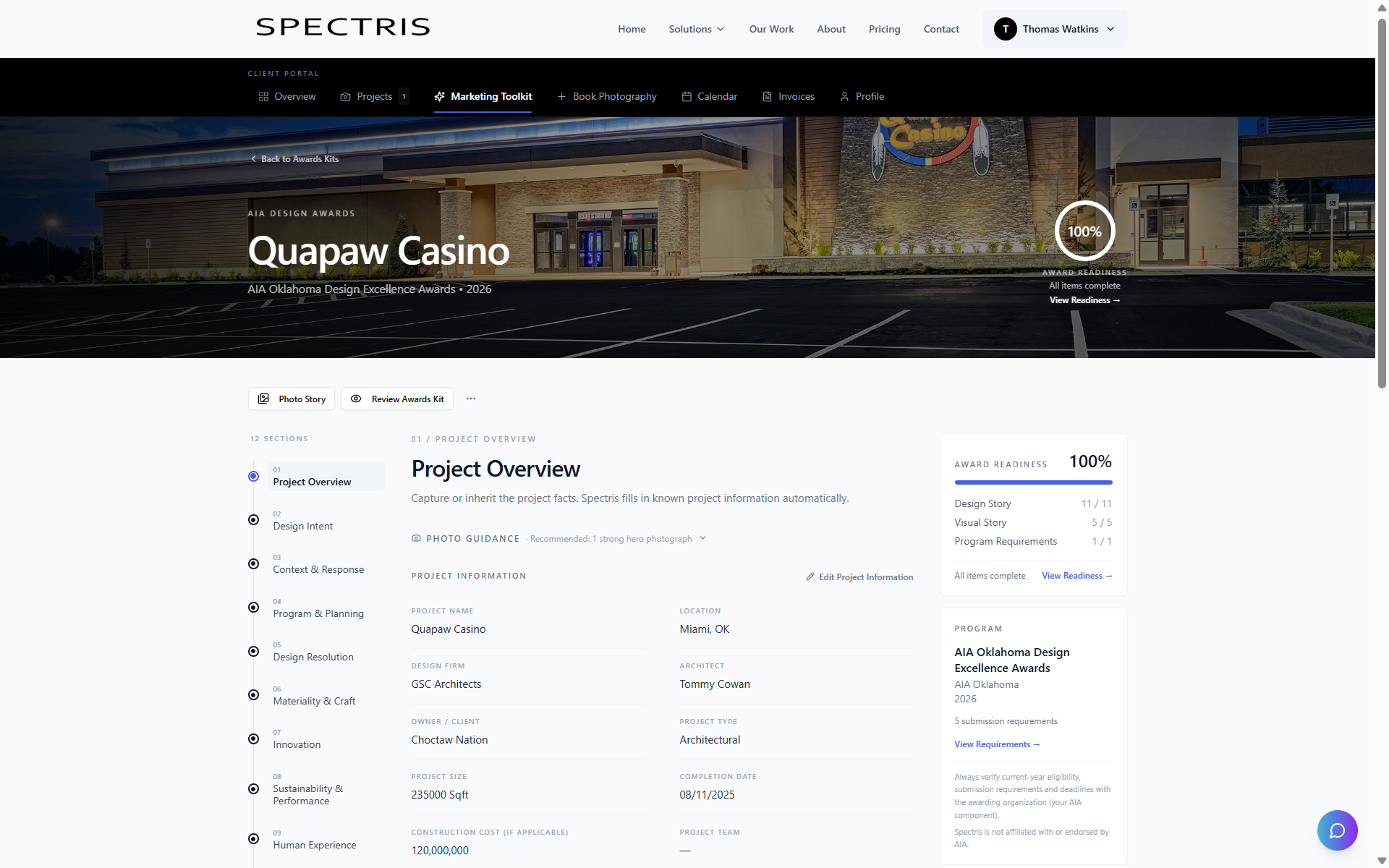 Spectris-developed customer portal application interface