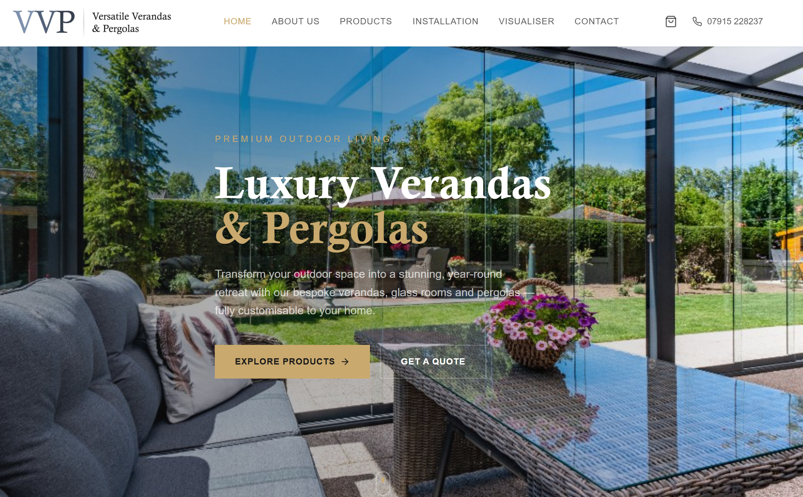 Versatile Verandas & Pergolas website example