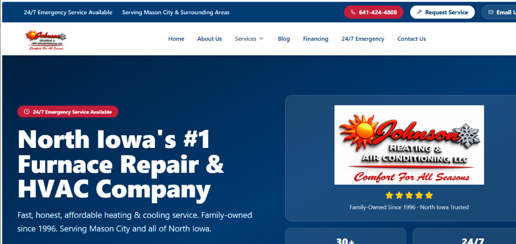 Johnson Heating & Air Conditioning website
