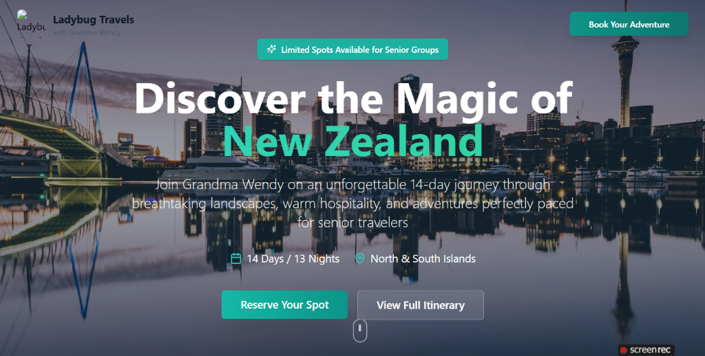 Ladybug Travels – New Zealand Tour website
